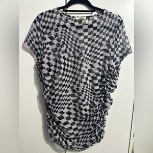 Festi Checkered Mesh Cinch Top